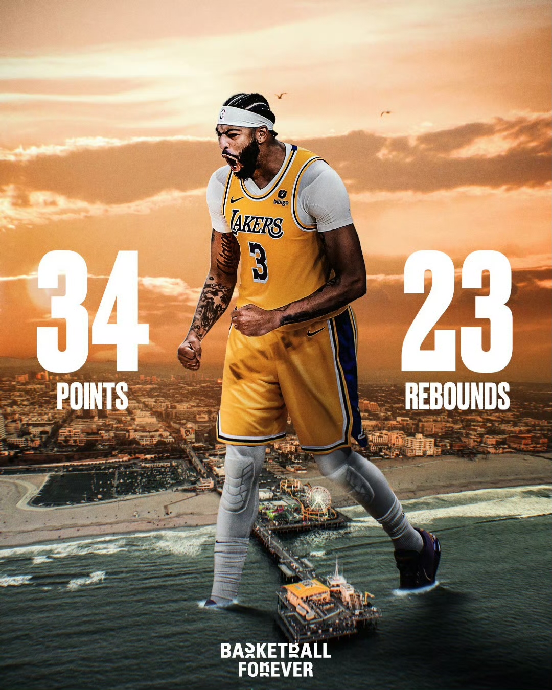 湖人鏖战勇士，浓眉哥高光表现